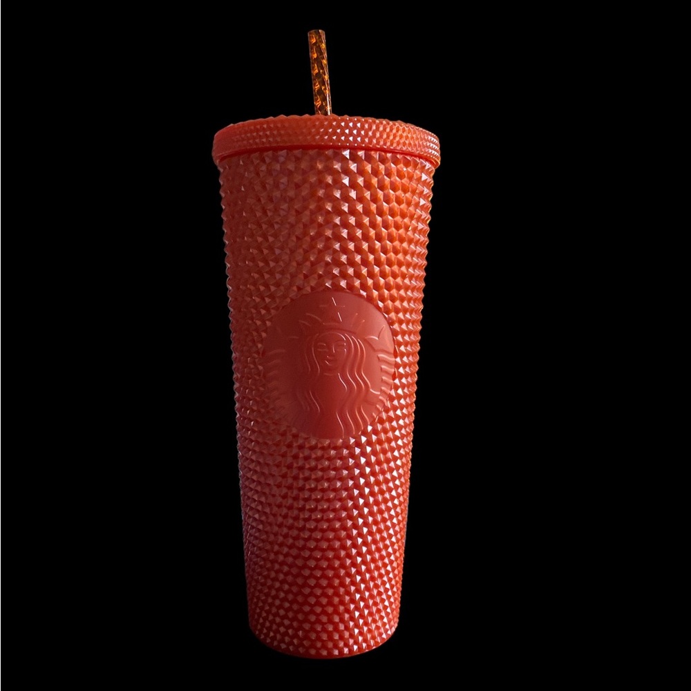 NWT Starbucks Halloween 2022 Pearlized Orange Studded Tumbler W/ Straw 24 OZ